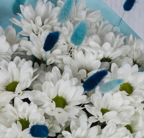 Букет из кустовых хризантем с лагурусом арт. 35810