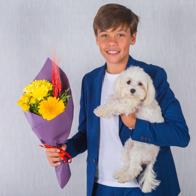 Изюминка оригинальная N 38174. Букет-комплимент с герберой и сухоцветами