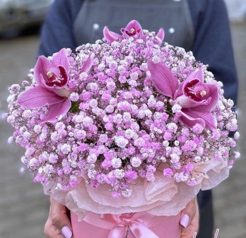 Коробка с гипсофилой "Прекрасное утро" 22458