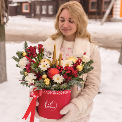 Коробка "Зимние узоры" со свечами и нобилисом N 72251