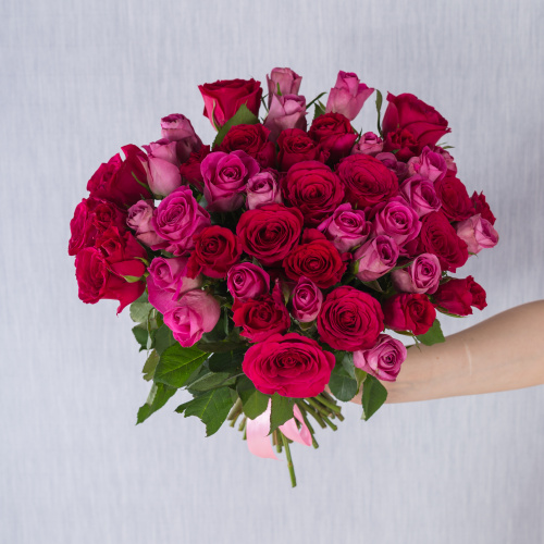 Букет из 51 Розы Кения Розовый микс арт. 7312-Р